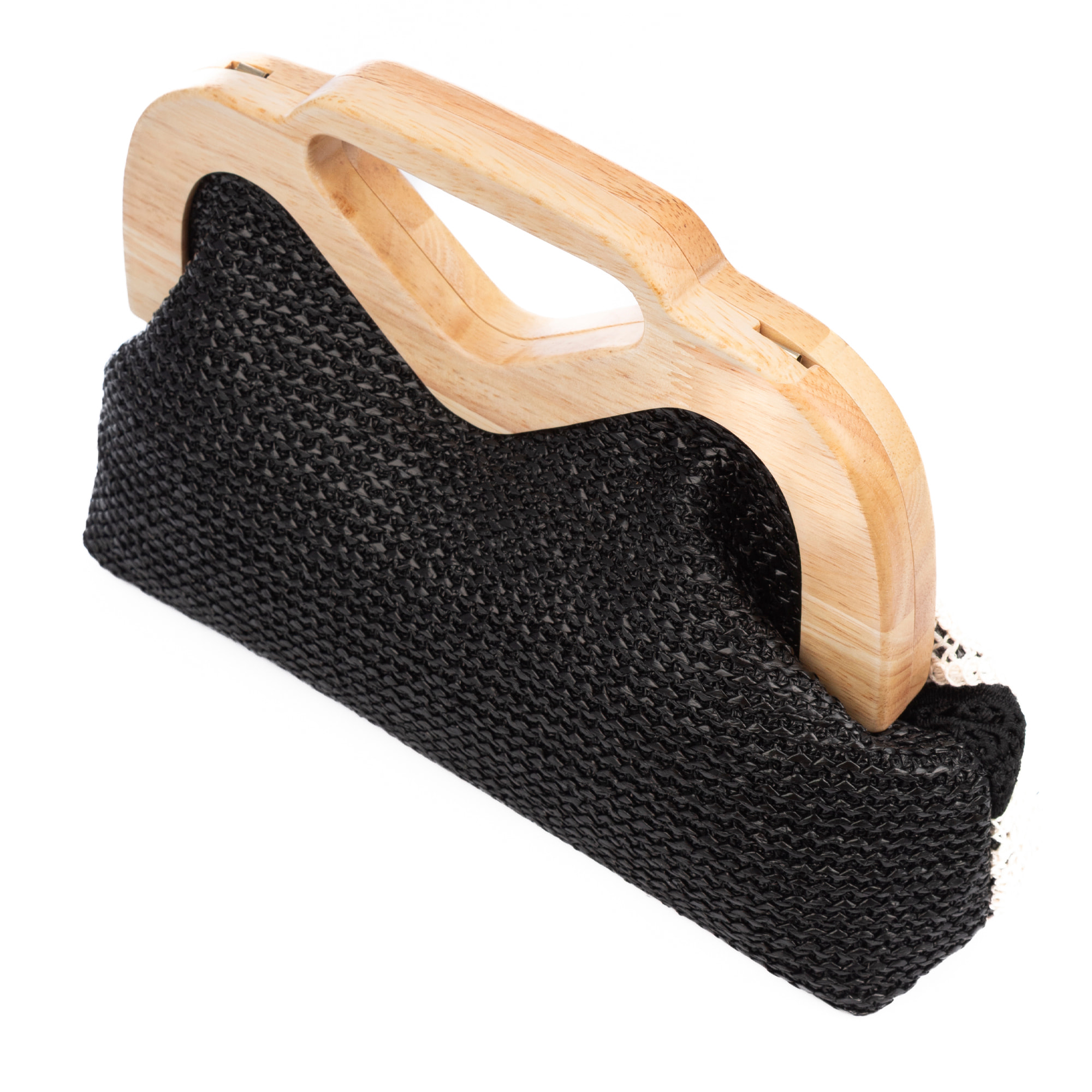 Bisenzio Bolso de mano Mujer. Fabricado en madera natural, algodón y paja trenzada.