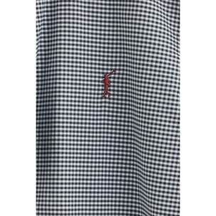 Camisa azul marina de corte slim y cuadros vichy con logo Rigby Go