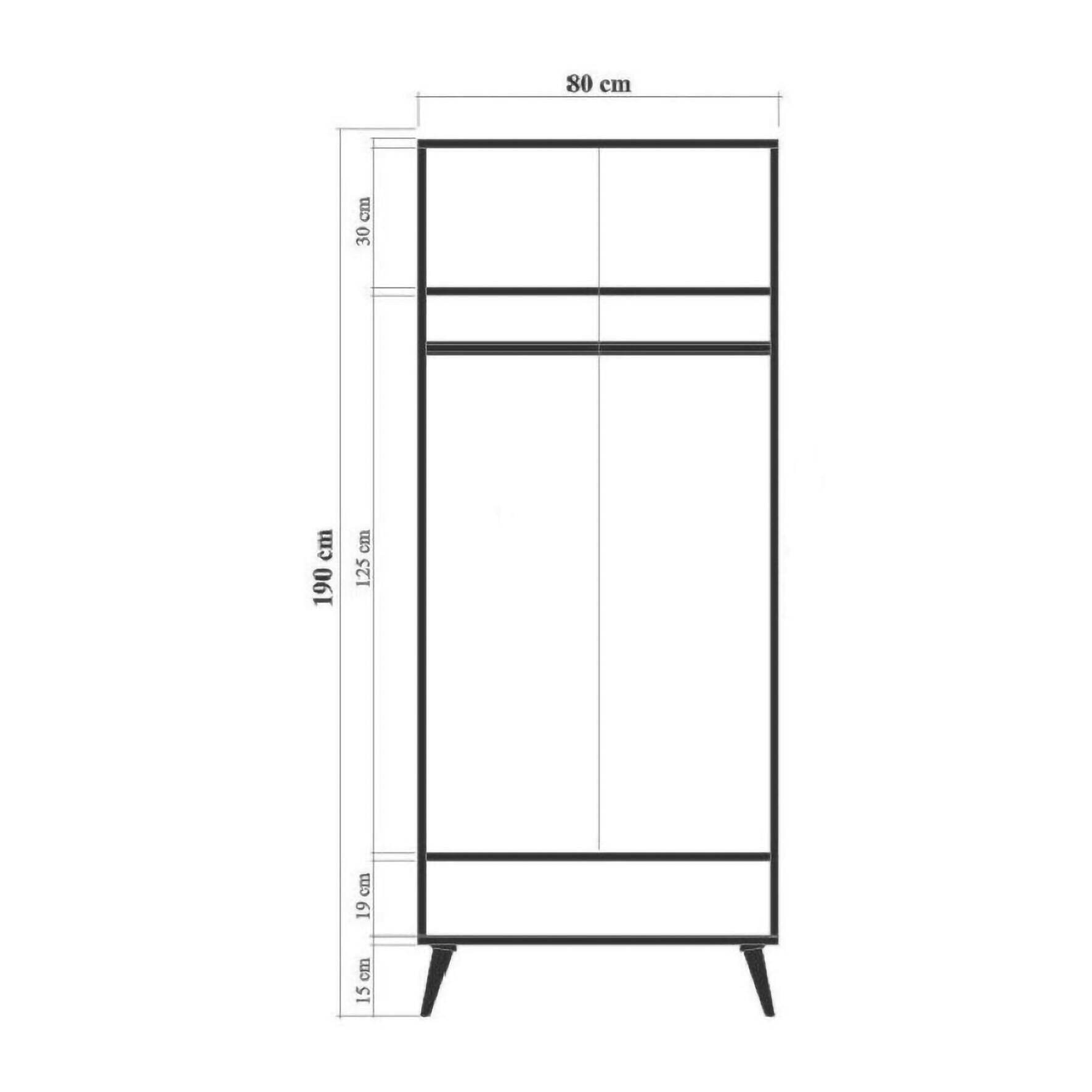 Guardaroba 2 ante Dmontell, Mobile camera da letto, Cabina armadio portabiti, Armadio appendiabiti, 80x45h190 cm, Multicolore