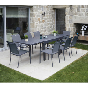 Ensemble table et chaises de jardin  - gris anthracite - HONFLEUR XL BEZIERS