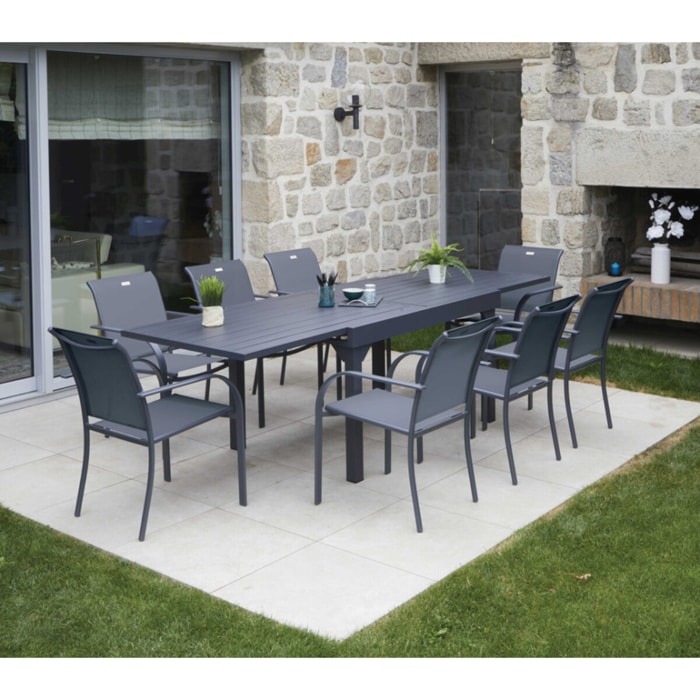Ensemble table et chaises de jardin  - gris anthracite - HONFLEUR XL BEZIERS