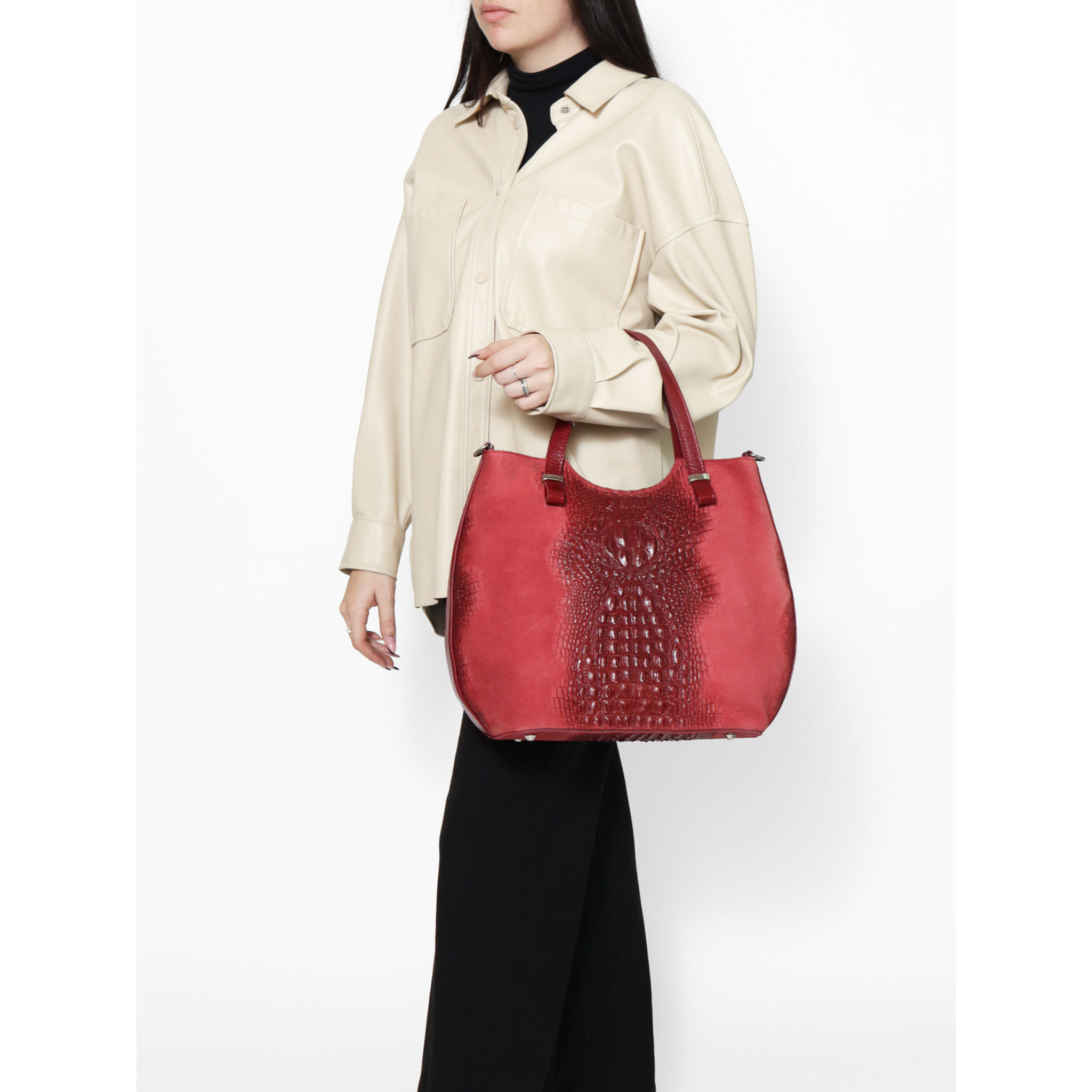 Borsa a mano da Donna Elda in Vera Pelle Made in Italy 31x42x14 cm