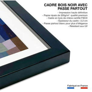 Poster Feu par pleine lune par Paul Klee Affiche + cadre en bois - Noir