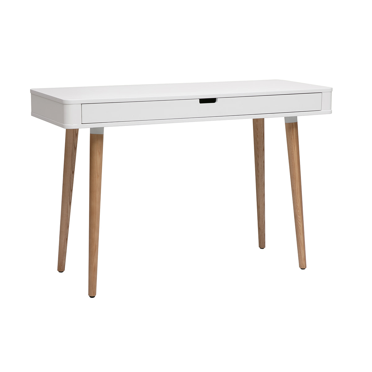 Bureau avec tiroir scandinave blanc et bois clair chêne L115 cm TOTEM