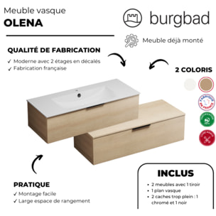 Meuble vasque 120 cm BURGBAD Olena en décalé chêne