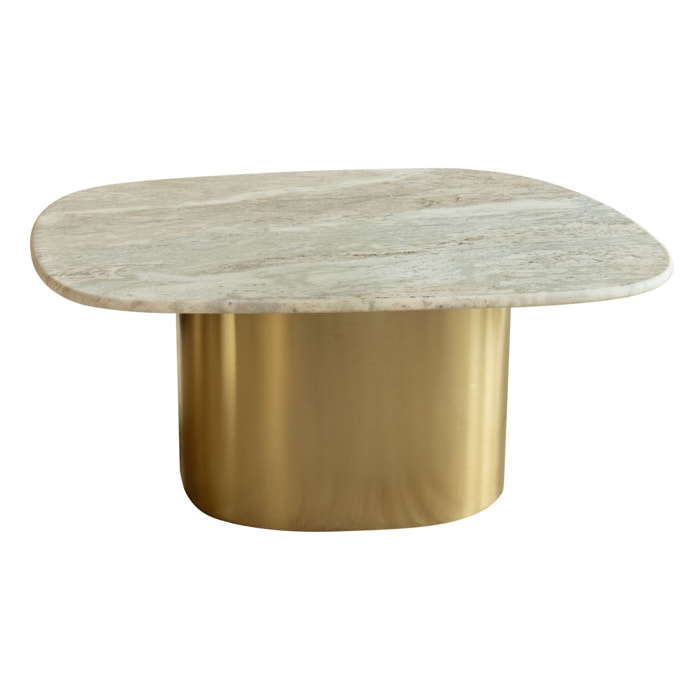 Table basse en marbre gris et pied en métal doré FEDJE