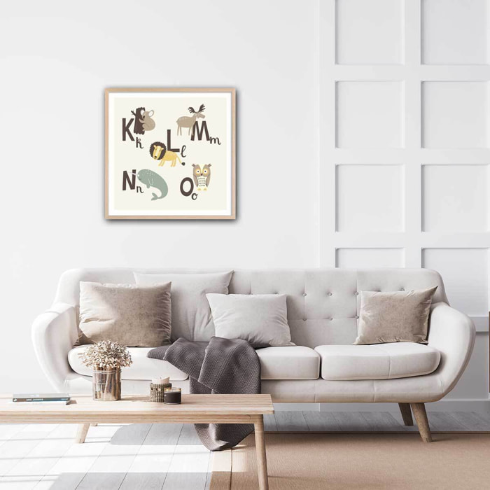 Affiche enfant klmno Affiche + cadre en bois - Chêne