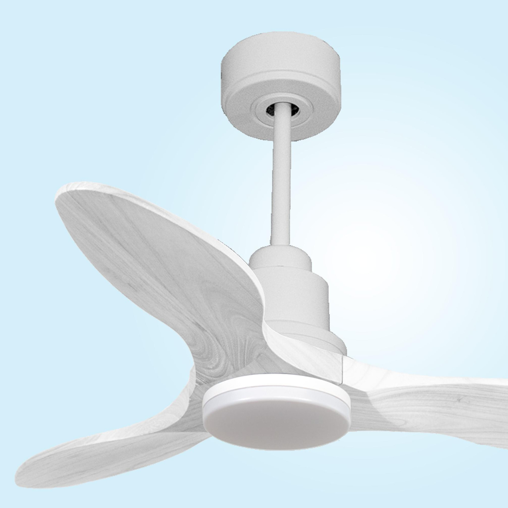 Ventilateur de plafond Réversible  Thermostat Dimmable Wifi Moteur à courant continu Toits en pente Télécommande Lumière à trois tons Hypersilence Mémoire