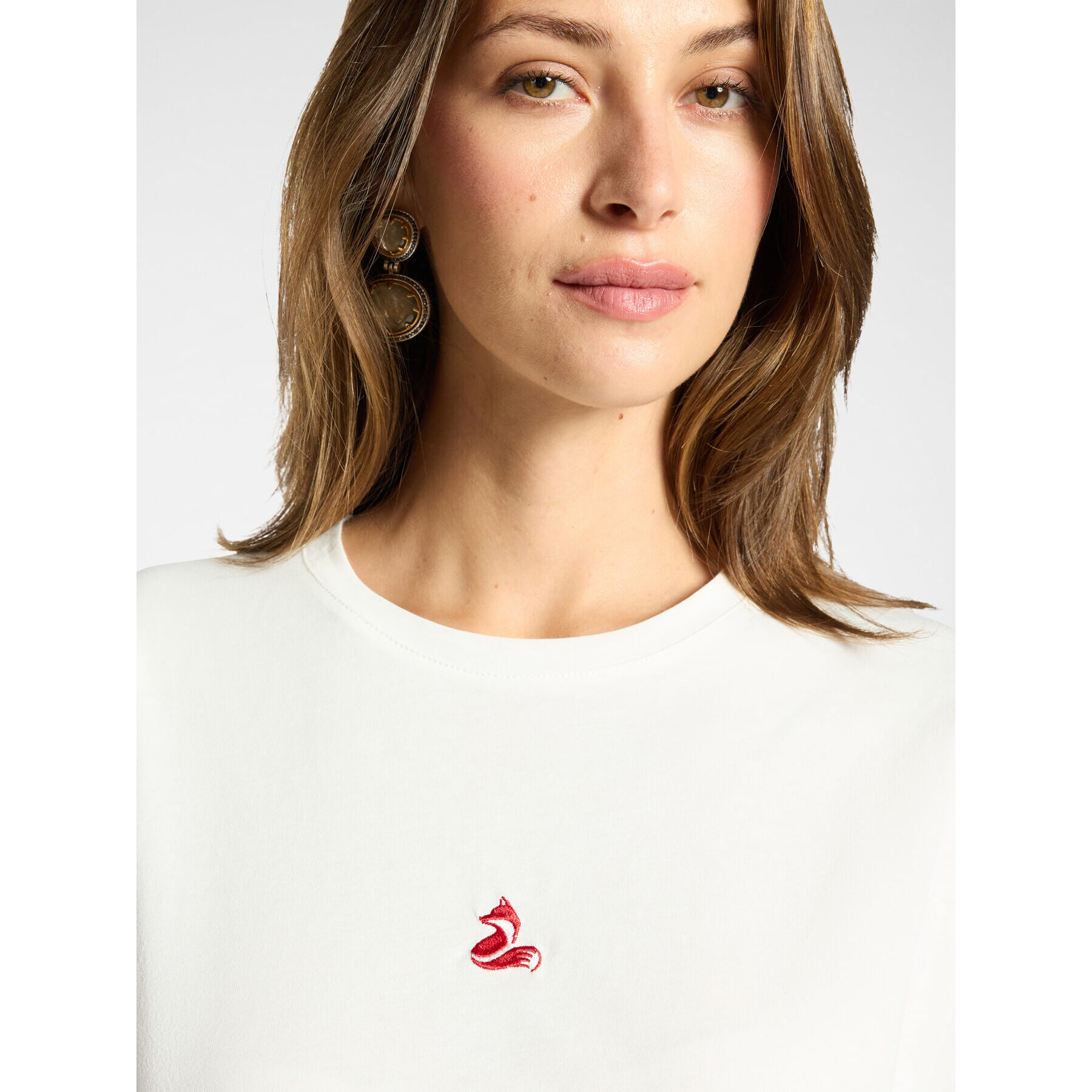 Elena Mirò - Camiseta de algodón con bordado - Blanco