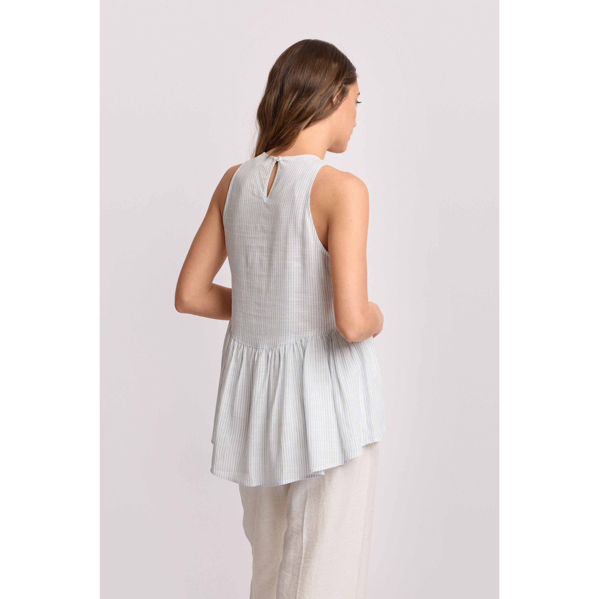 Kocca - Blusa smanicata linea svasata Donna, Tinta unita, Girocollo