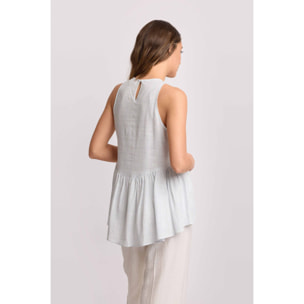 Kocca - Blusa smanicata linea svasata Donna, Tinta unita, Girocollo