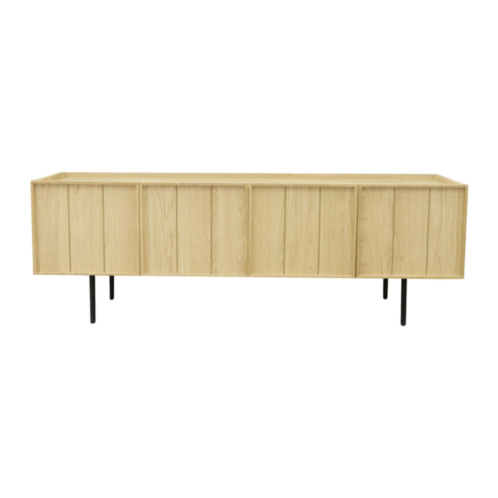 Lines - Meuble TV 4 portes en bois L160cm - Couleur - Bois clair