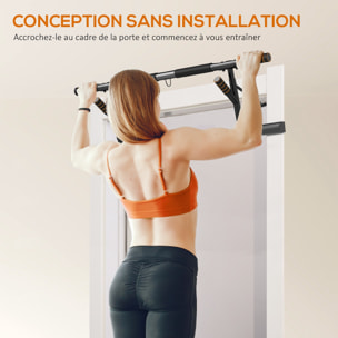 Barre de traction porte 2 bandes de résistance incluses max. 150 Kg acier orange noir