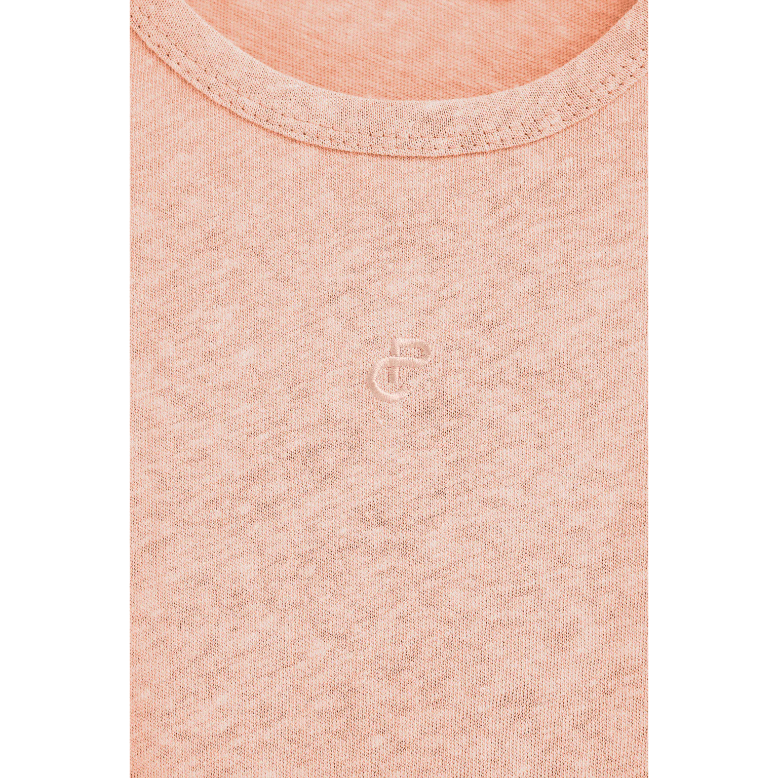 Maglietta nude in lino e cotone con monogramma ricamato