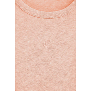 Maglietta nude in lino e cotone con monogramma ricamato