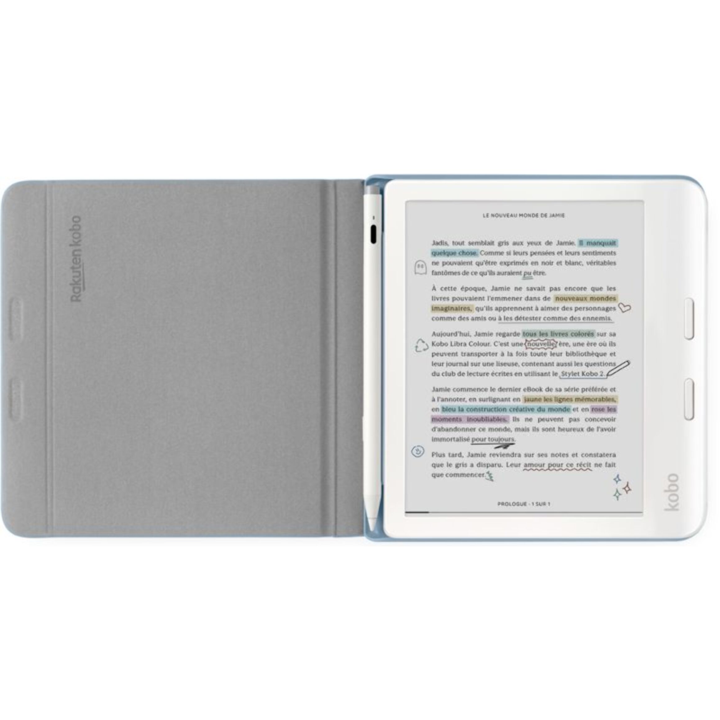 Pochette KOBO Libra Cover Notebook Bleu