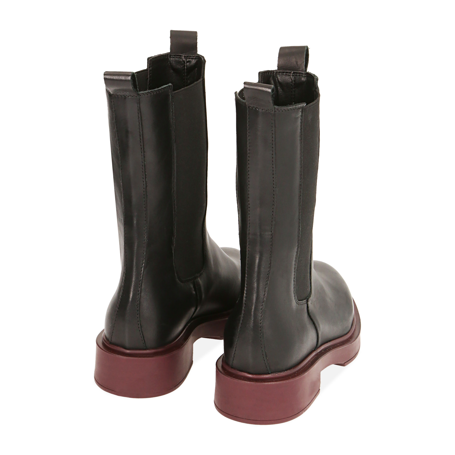 Chelsea boots neri in pelle, tacco 4 cm