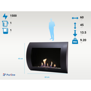 Chimenea de Etanol mural con panel frontal curvado INOX-CLASIC B PURLINE 1500 W