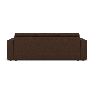 Topaze - canapé droit 3 places convertible avec coffre en simili - Marron