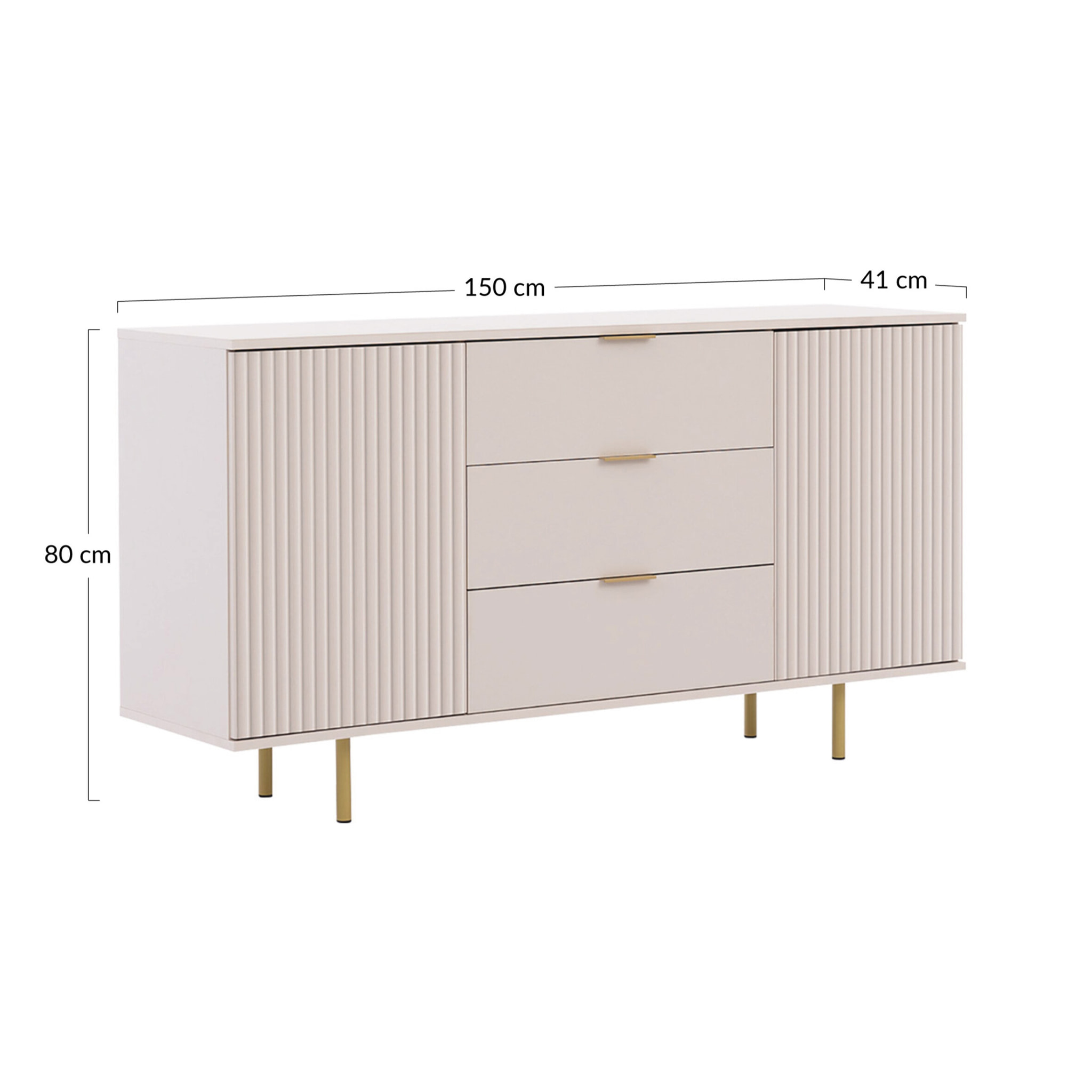 Monica - buffet - beige - 3 tiroirs et 2 portes - 150 cm - Beige