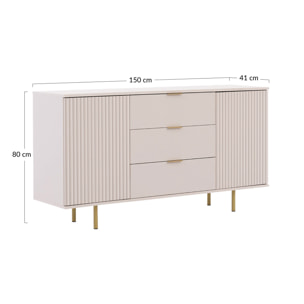Monica - buffet - beige - 3 tiroirs et 2 portes - 150 cm - Beige
