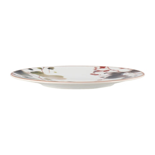 Lot de 6 assiettes à dessert en porcelaine blanche 20cm AQUARELLE