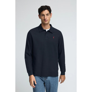 Polo azul oscuro con miscroestructura y bordado Rigby go