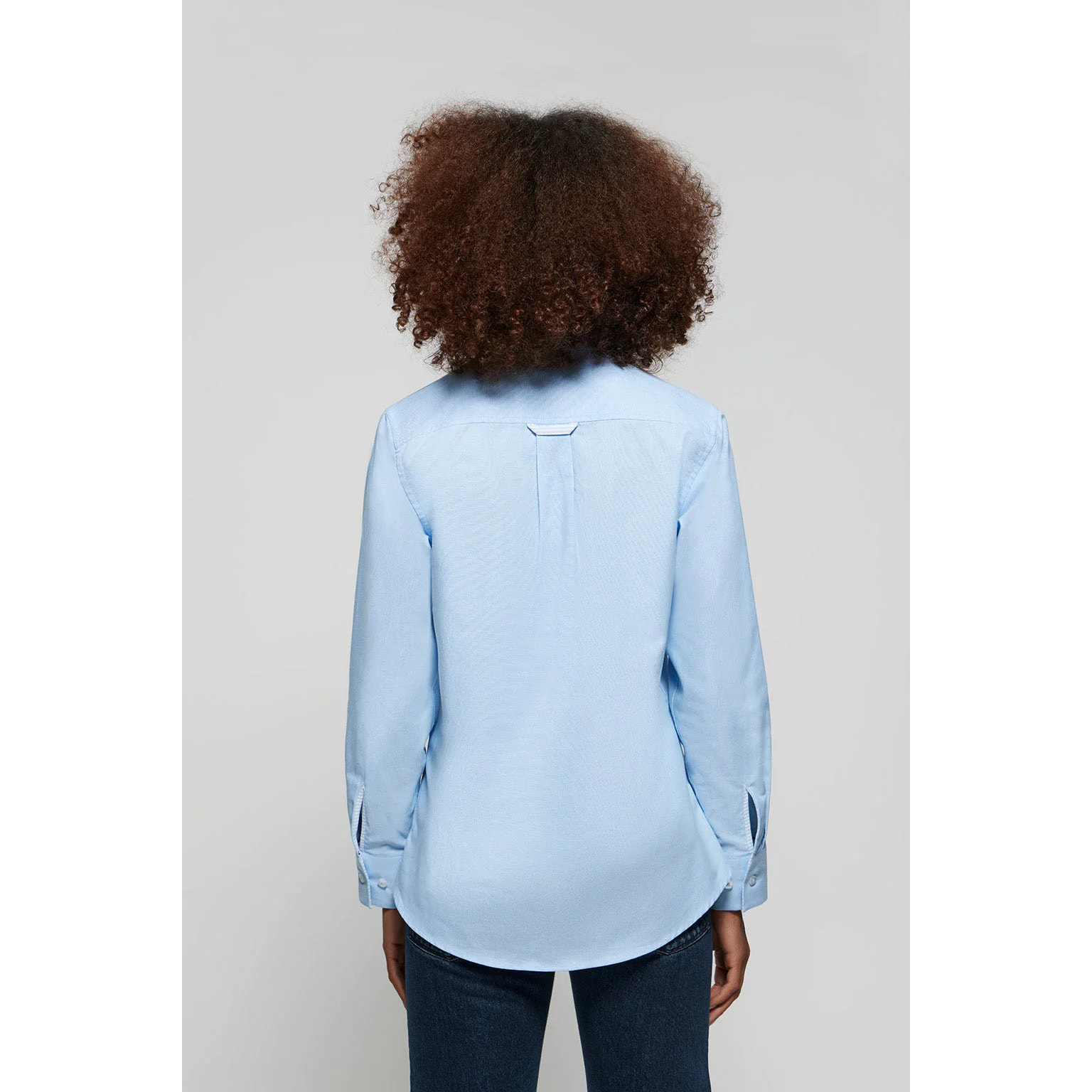 Camicia oxford celeste oversize con logo ricamato