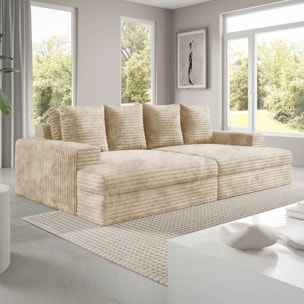 CAMELIA - Canapé 3 places en velours côtelé épais beige