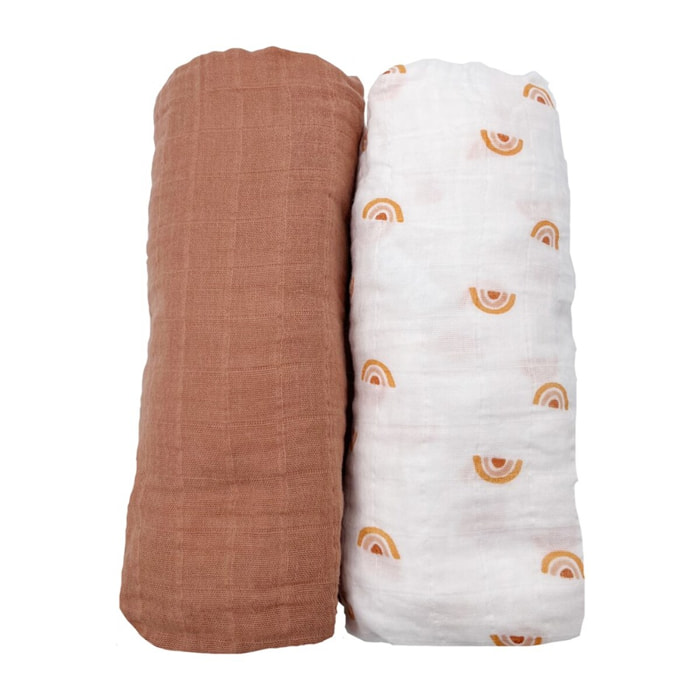 Lot de 2 draps housse bébé en coton bio blanc