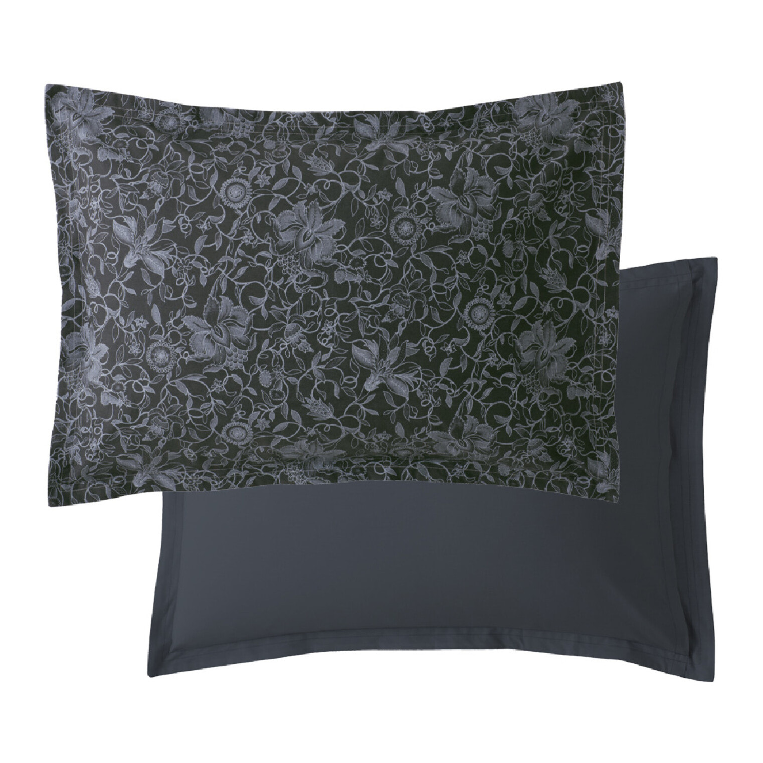 Taie d'oreiller percale de coton imprimé bleu Reve noir nocturne