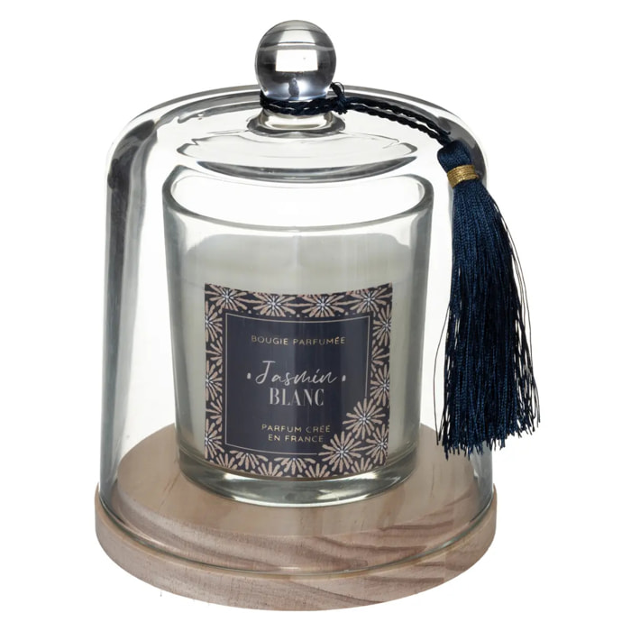 Bougie parfumée Loli 130g avec cloche verre jasmin