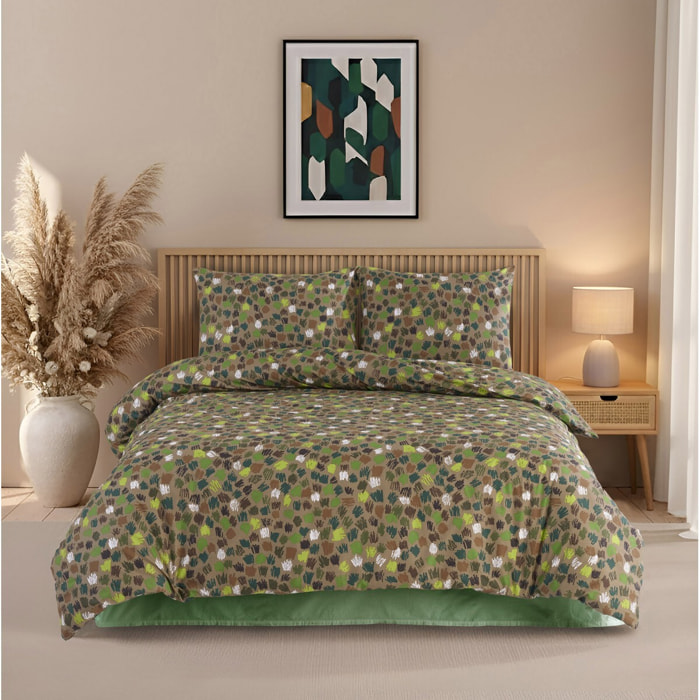 Parure housse de couette et taie(s) d'oreiller coton imprimé