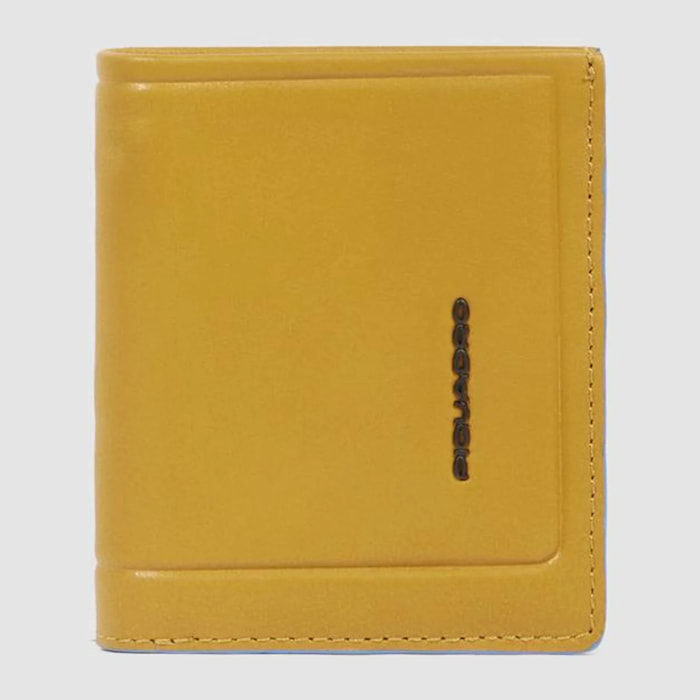 Piquadro Portafogli verticale in pelle con porta monete, porta carte di credito e protezione RFID