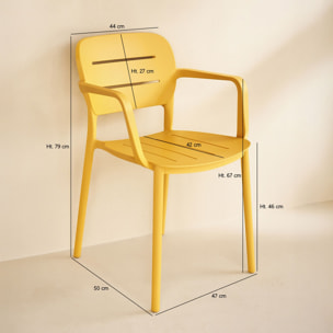 Lot de 4 fauteuils de table  jaune en polypropylène SUNSET