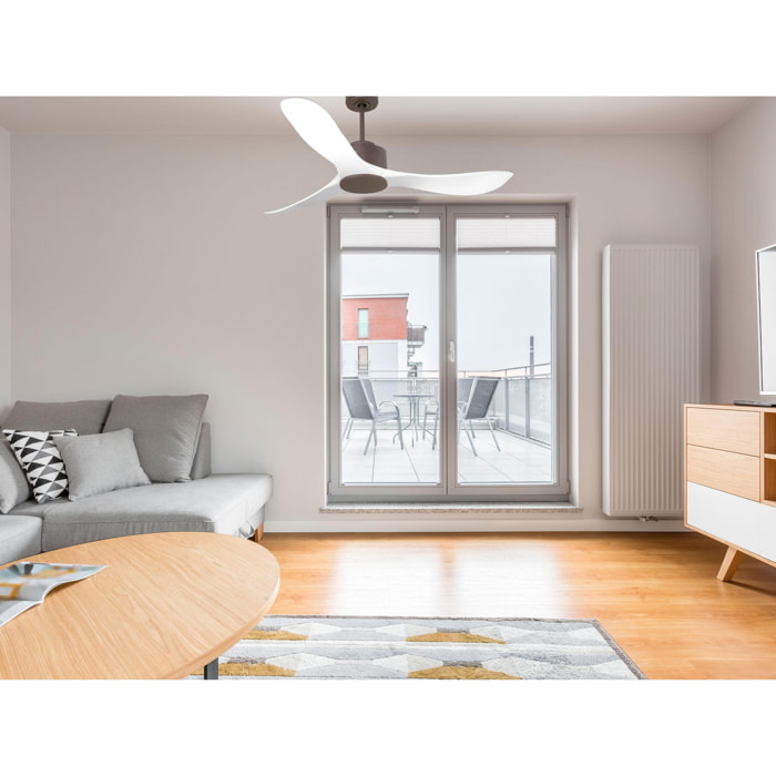 Ventilateur de plafond ø132 cm avec Wifi Réversible Hypersilence 40   W Chocolat