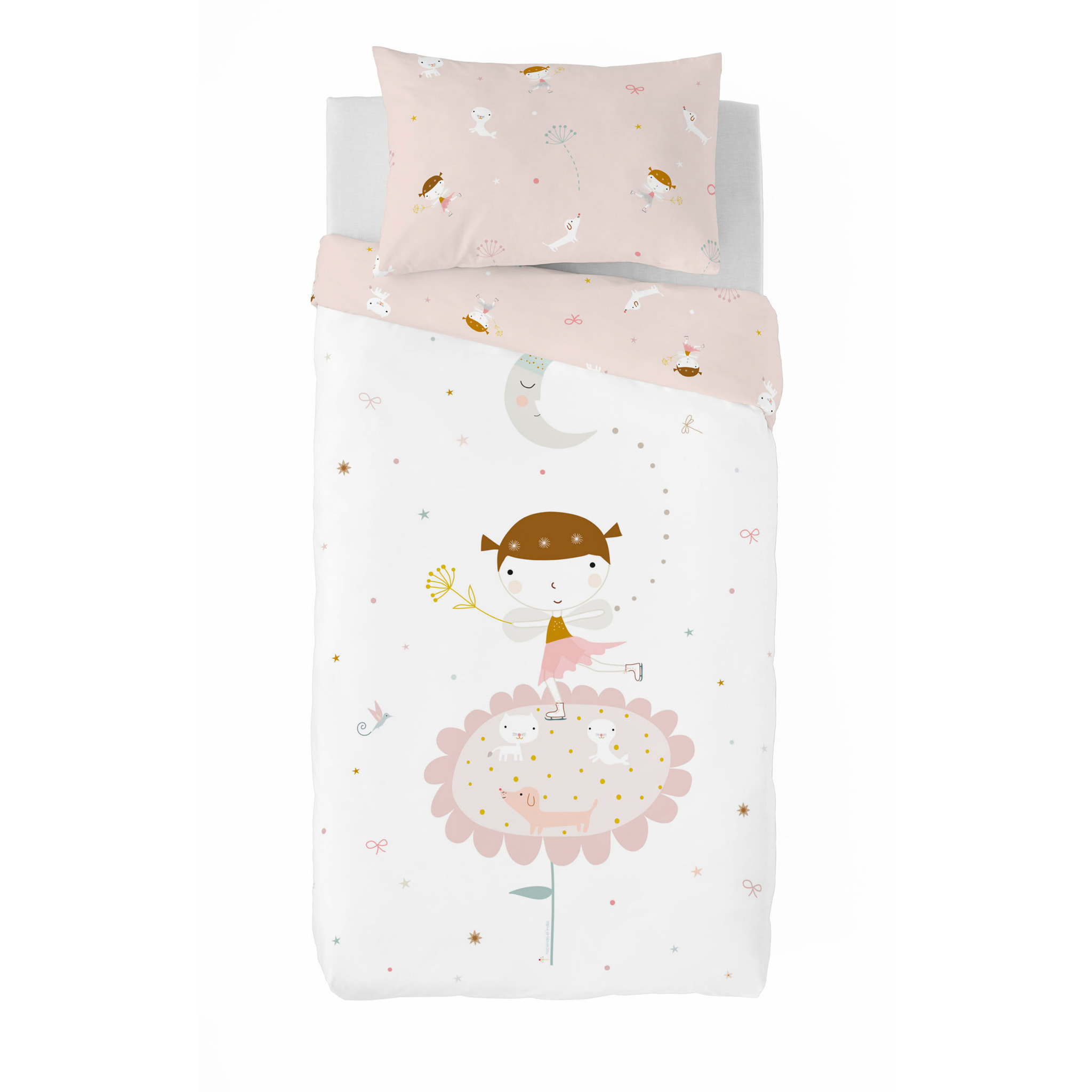 Haciendo el Indio - Funda Nórdica Estampada - Reversible - Infantil - Cierre Solapa - 100% Algodón - Incluye 1 Funda de Almohada - Patinadora