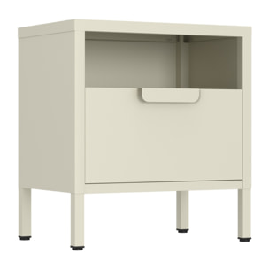Comodino in metallo con cassetto 45x30x50cm avorio - Pop