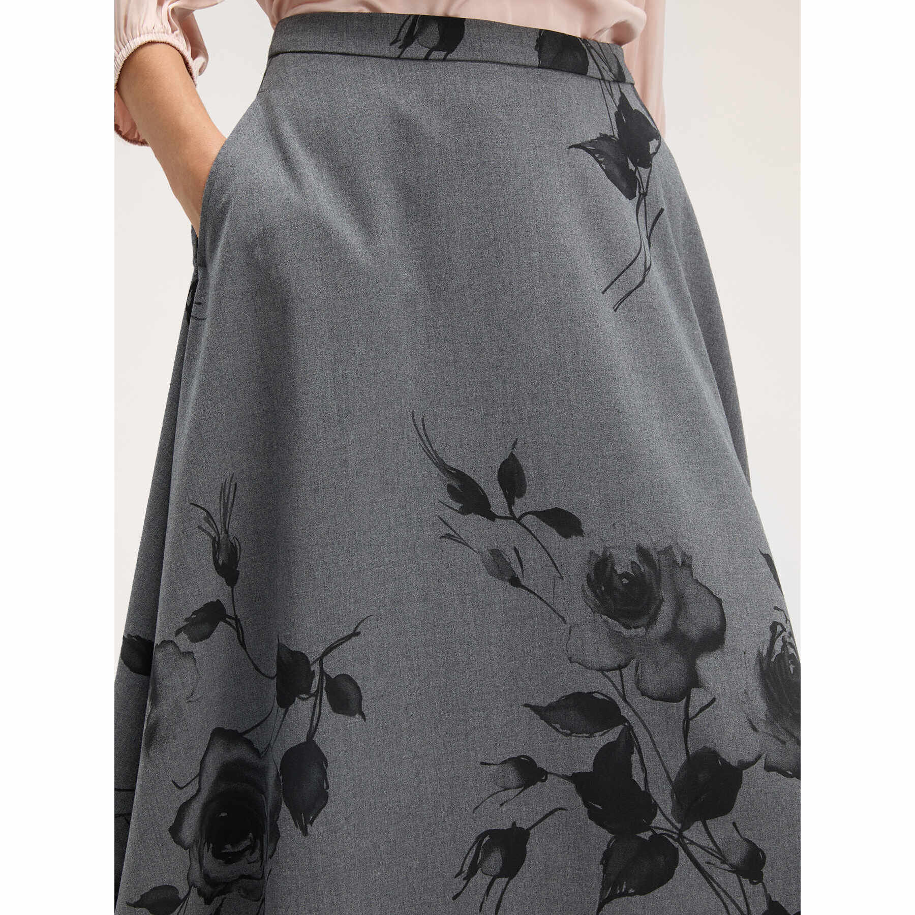 Motivi - Falda circular fantasía floral - Gris