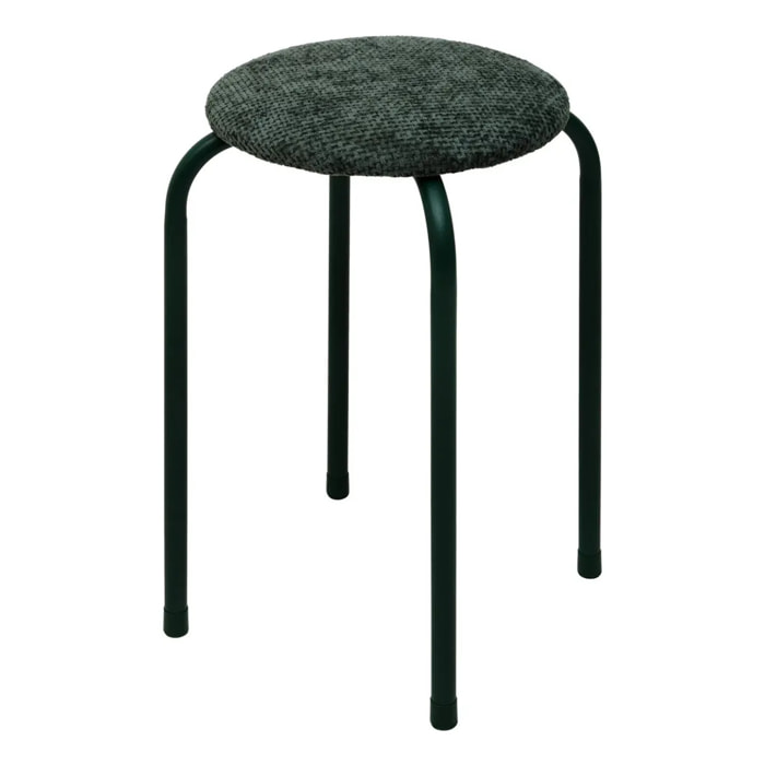 Tabouret rond empilable avec assise velous Flexy vert