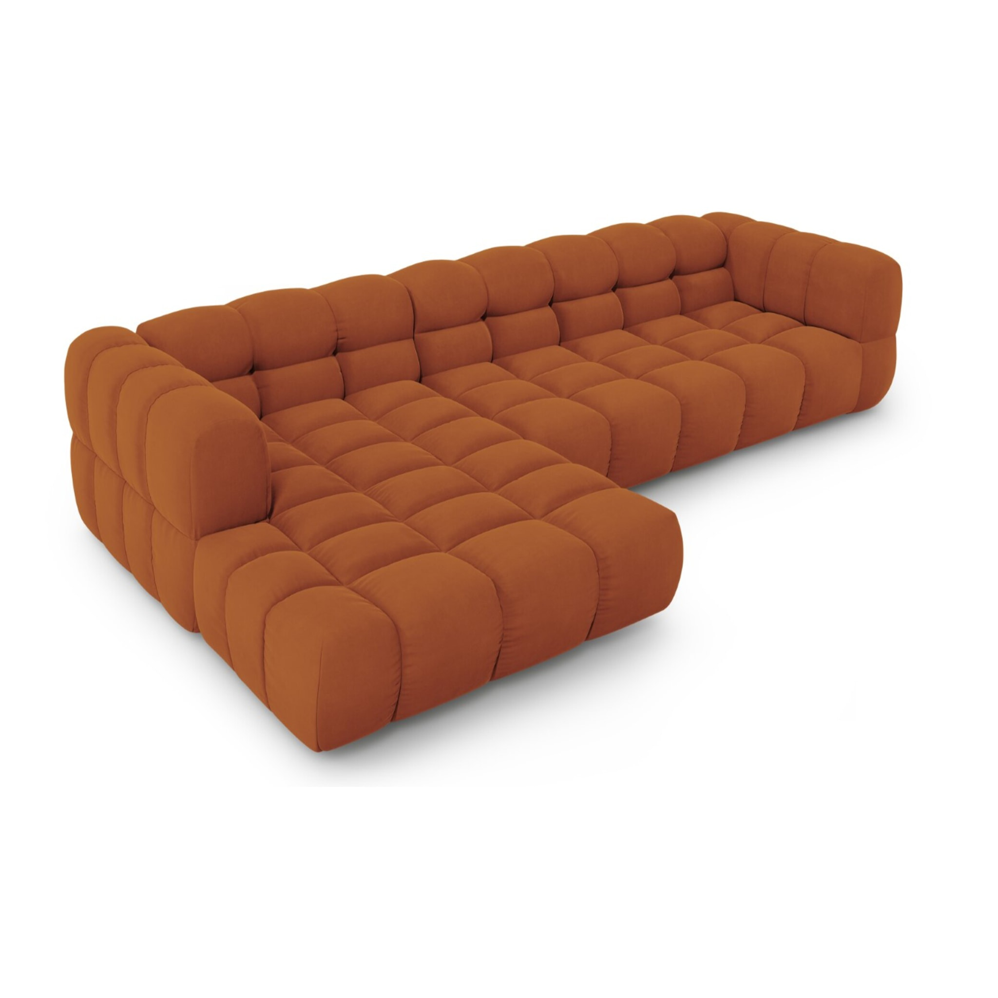Canapé d'angle gauche modulable "Sky" 4 places en velours terracotta
