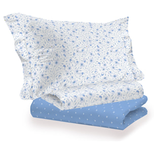 Completo letto melody azzurro in cotone 100% cotone