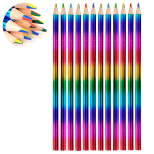 Set 12 lapiceros madera magic rainbow