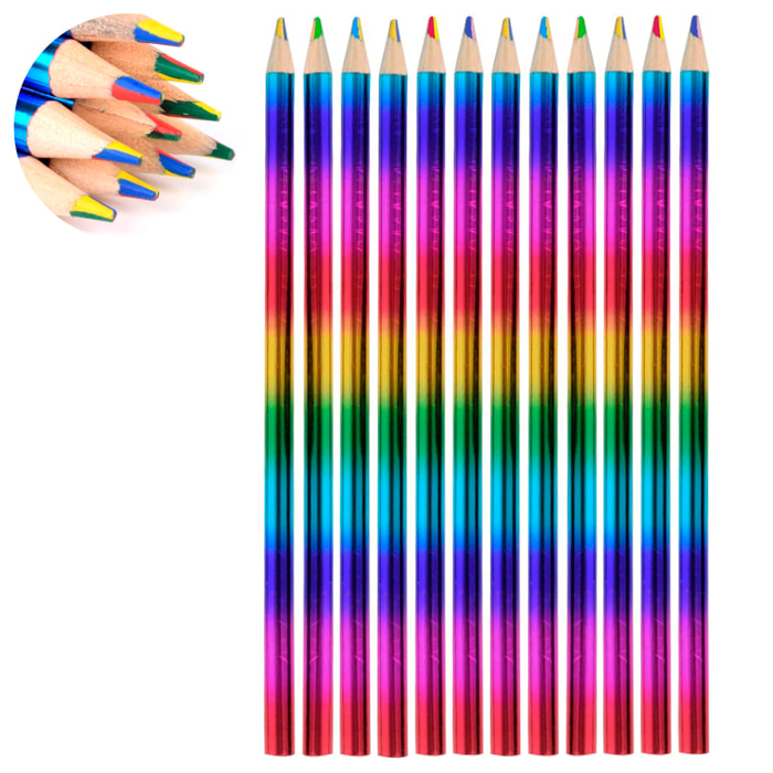 Set 12 lapiceros madera magic rainbow