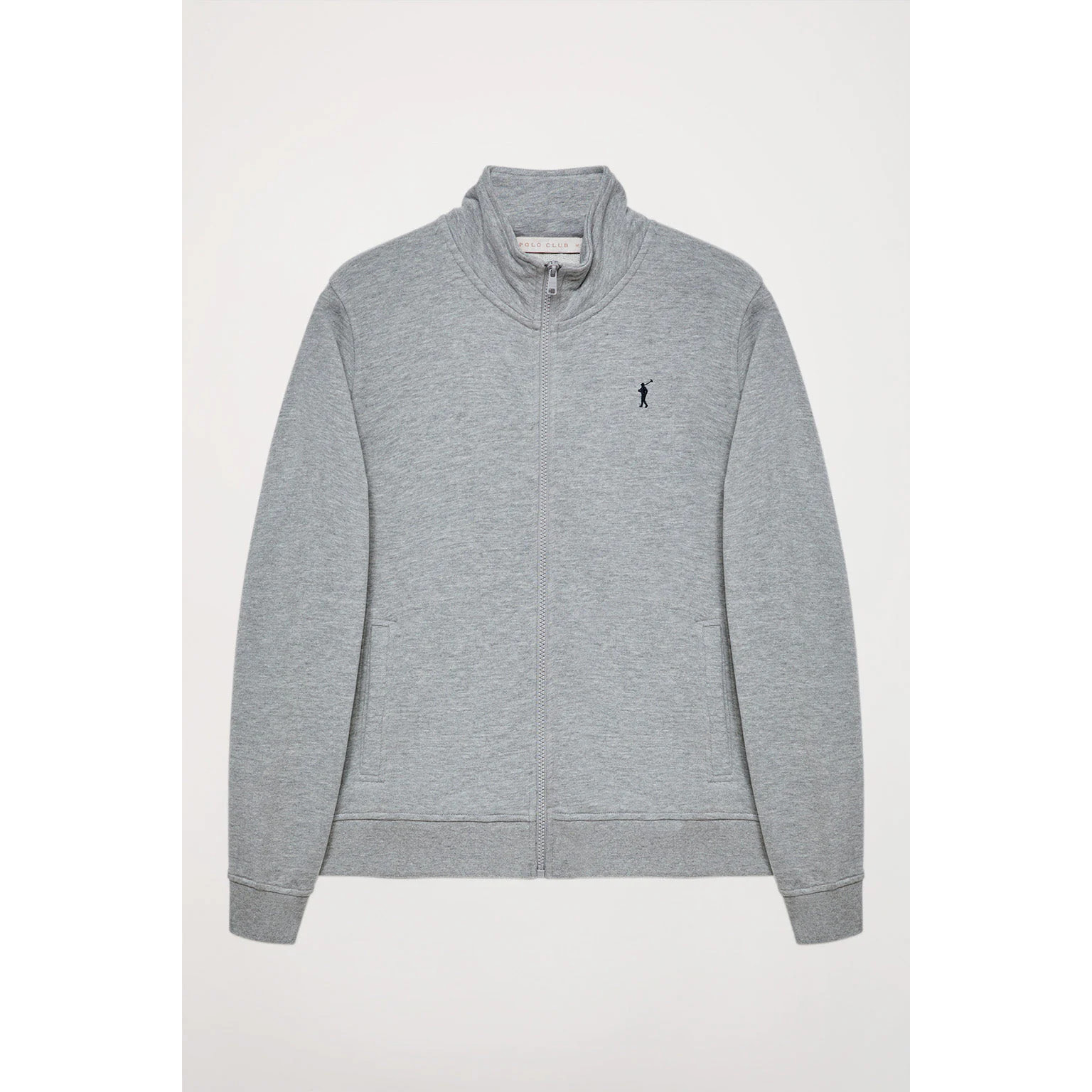 Sudadera abierta gris vigoré de cuello elevado con logo Rigby Go