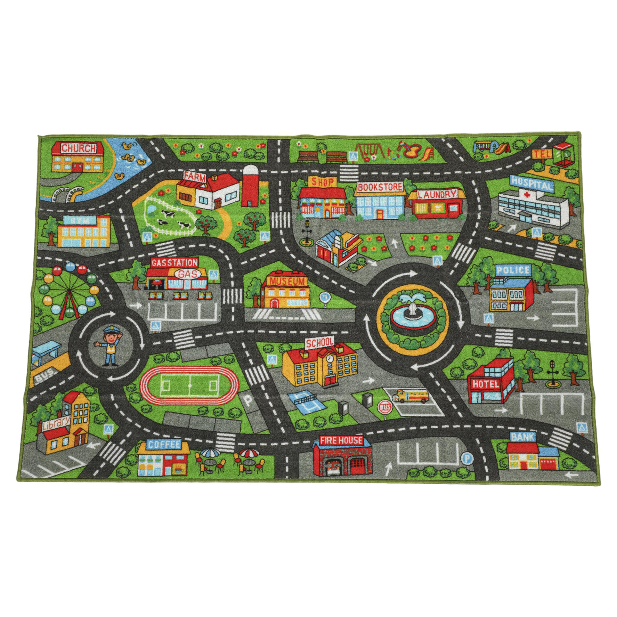 Alfombra Infantil, Carretera de Ciudad, 160x100 cm, Alfombra Educativa Antideslizante para Gateo y Jugar con Coches, para Salón y Dormitorio, Textura Suave