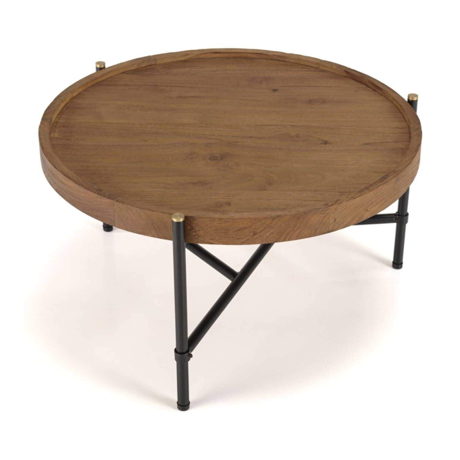 SIXTINE - Table basse ronde 58x58cm plateau en teck recyclé