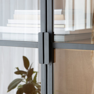 Vitrine Parma -bois massif de manguier et métal-couleur provence naturelle 158 x 210 x 40 cm