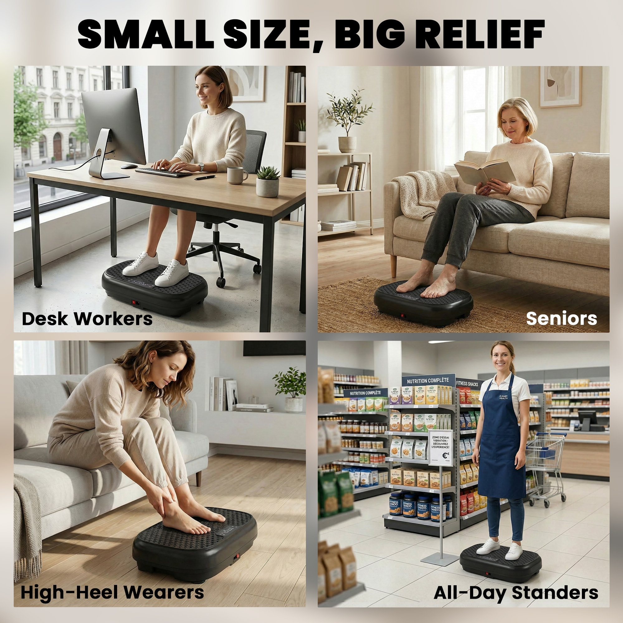 Plateforme vibrante fitness 200W 120 vitesses 5 prog. noir