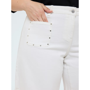 Fiorella Rubino - Shorts in misto cotone con borchie - Bianco